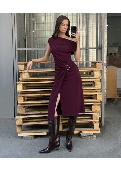 Metal Tokalı Örme Elbise IW6250002146035