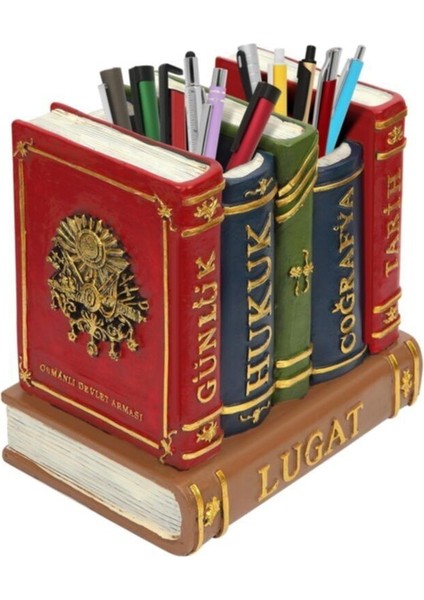 Kırmızı Osmanlı Temalı Kalemlik ve Masa Saati, Şık ve Zarif Tasarım fiyatları