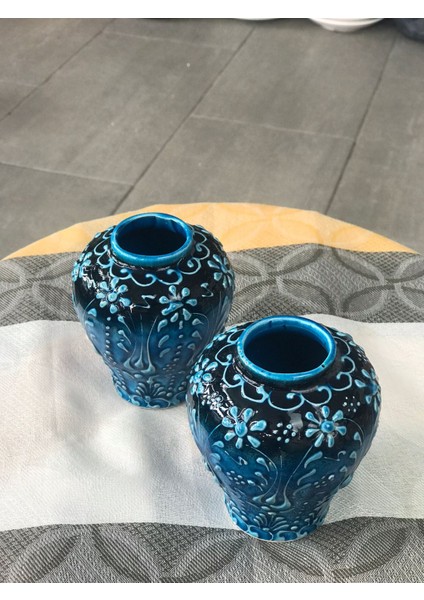 2’li Mavi Seramik Mini Saksı Seti – 10 cm Yükseklik – Dekoratif Çiçek ve Sukulent Saksısı fırsatları