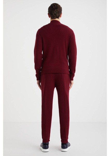 Arma Detaylı Fermuarlı Bordo Triko Spor Ceket indirimleri