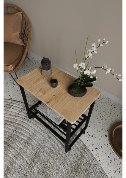 Legno Sehpa Metal Ahşap Komodin Siyah fiyatları