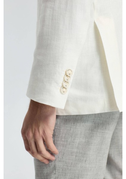 Saf Keten Kırık Beyaz Yazlık Blazer Ceket indirimleri