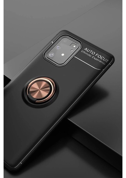 Samsung Galaxy A91 / S10 Lite Kılıf Range Yüzüklü Silikon - Siyah-Gold fiyatları