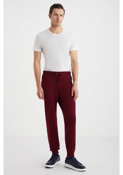 Bordo Merino Yün Activewear Triko Pantolon modelleri
