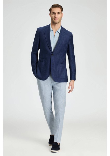 Keten-Ipek Karışım Lacivert Yazlık Blazer Ceket modelleri