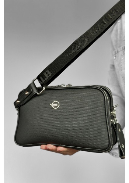 Orta Boy Kalın Askılı Günlük 5 Bölmeli Çapraz Kadın Omuz Çantası Siyah indirimleri