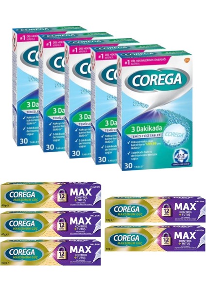 X5 3 Dakikada Diş Protezi Temizleyici 30 Tablet + X5 Max Kontrol + Tutuş Protez Yapıştırıcı 40 gr