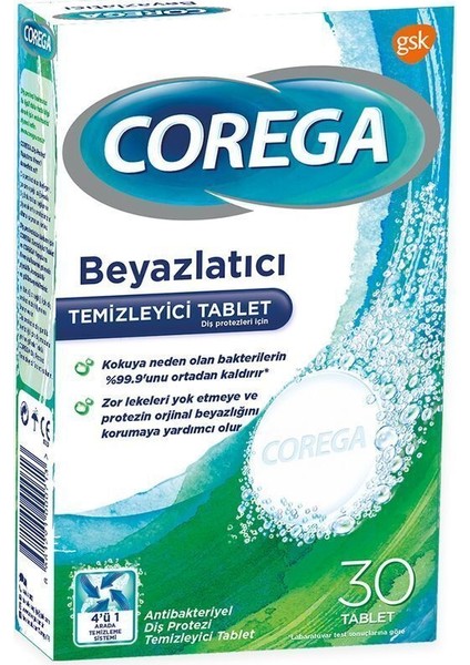 Protez Diş Temizleyici 30 Tablet Anti Alerjik Antibakteriyel Beyazlatıcı Nane Aromalı