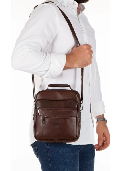 Kahverengi Hakiki Deri Erkek El Çantası 20X24 cm Şık ve Dayanıklı Tasarım