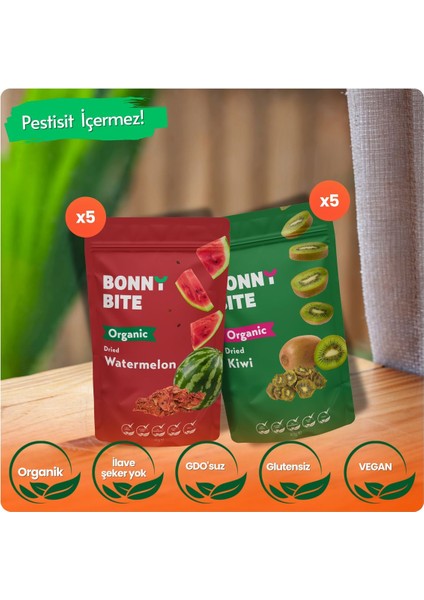 ORGANİK KURUTULMUŞ KARPUZ & KURUTULMUŞ KİVİ 10'LU PAKETİ