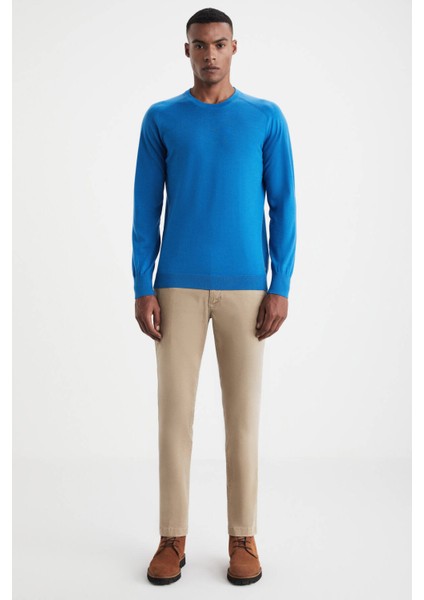 Extrafine Merino Mavi Bisiklet Yaka Triko fiyatları