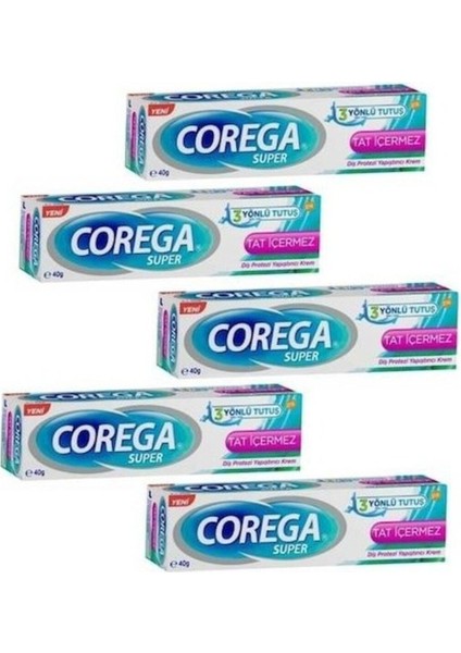 Süper Diş Protez Yapıştırıcı Krem Tat Içermez 40 Gr-5 Kutu