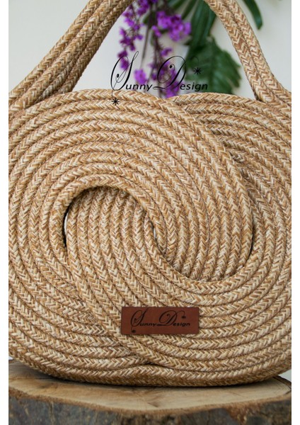 Kahverengi Jüt Hasır Kol ve Omuz Çantası, Şık ve Doğal Tasarım. fırsatları