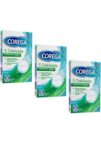 Diş Protezi Temizleyici 30 Tablet 3'lü