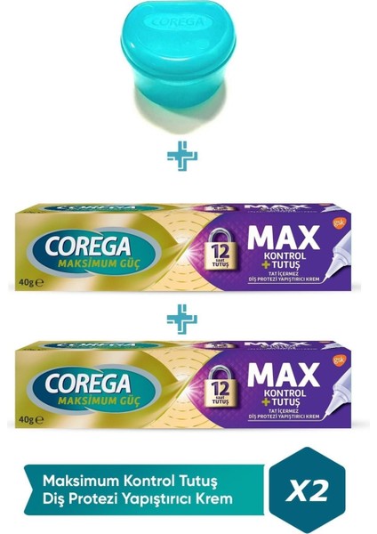 Maksimum Kontrol Protez Yapıştırıcı Krem 40GR 2 Adet + Protez Diş Saklama Kutusu Cbkshop