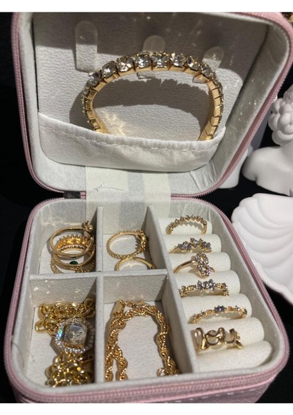 Pembe Takı Düzeni ve Saklama Kutusu, Şık ve Pratik Organizer