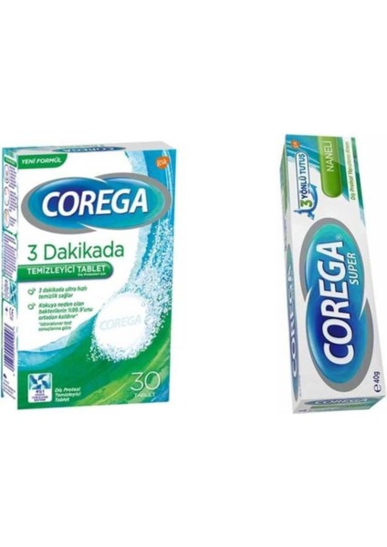 Protez Temizleyici 30 Tablet Protez Yapıştırıcı Krem Naneli 40 gr