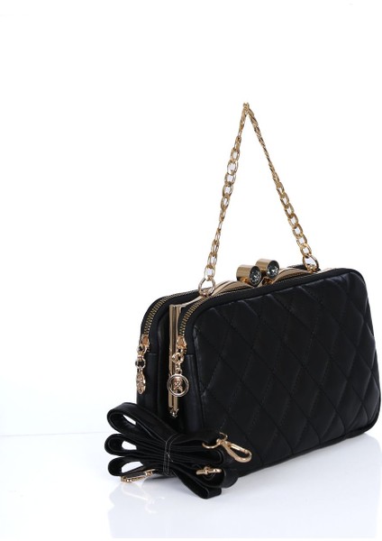 Kapitoneli Üç Gözlü Fermuarlı Çapraz Çanta, Şık ve Kullanışlı Siyah Model fiyatları