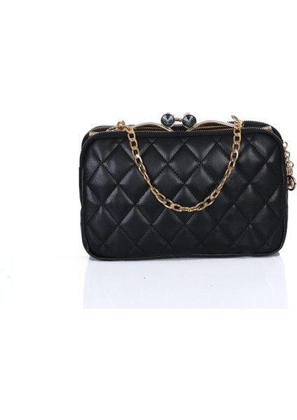 Kapitoneli Üç Gözlü Fermuarlı Çapraz Çanta, Şık ve Kullanışlı Siyah Model modelleri