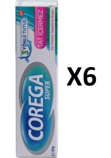 Diş Protezi Yapıştırıcı 3 Yönlü Tat Içermez Krem 40 Gr. 6'lı