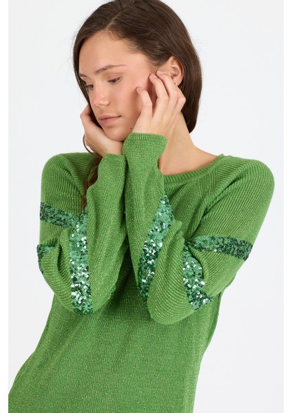 Kadın Bisiklet Yaka Sim Garnili Pul Işlemeli Eibise 3143 (Standart Beden S-M-L-Xl Beden Uyumludur) fırsatları