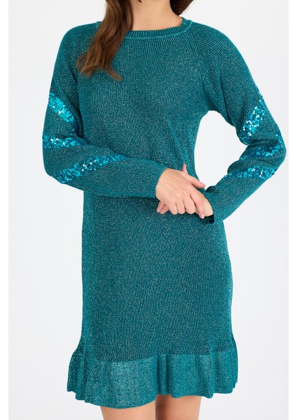 Kadın Bisiklet Yaka Sim Garnili Pul Işlemeli Eibise 3143 (Standart Beden S-M-L-Xl Beden Uyumludur) fiyatları