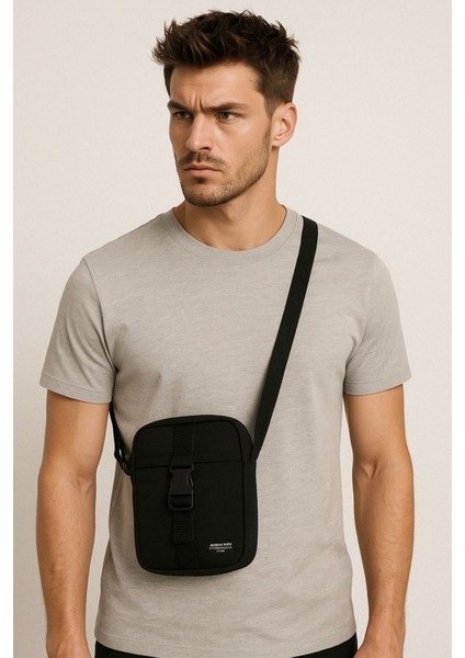 Şık Siyah Çapraz Omuz Çantası, Hafif ve Kullanışlı Tasarım