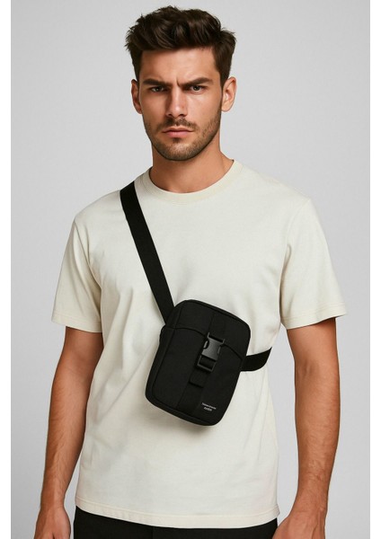 Şık Siyah Çapraz Omuz Çantası, Hafif ve Kullanışlı Tasarım