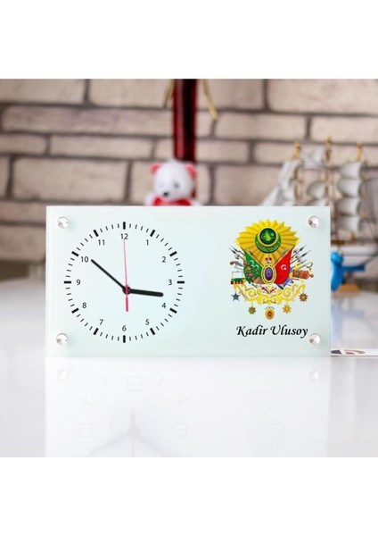 Kişiye Özel Osmanlı Tuğra Tasarımlı Masa Üstü Cam Saat, Zarif ve Şık Tasarım