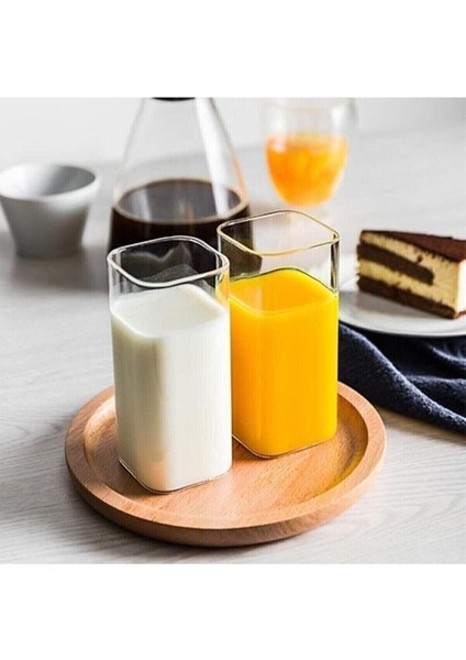 2'li Dikdörtgen Isıya Dayanıklı Borosilikat Trend Meşrubat Bardağı Kare Bardak (2 Adet) modelleri