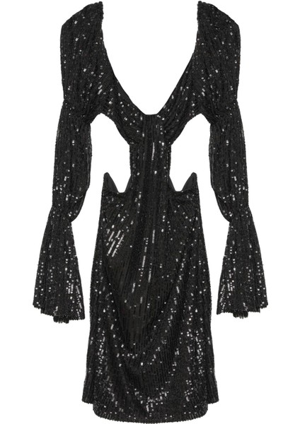 Cut Out Detaylı Payetli Mini Elbise