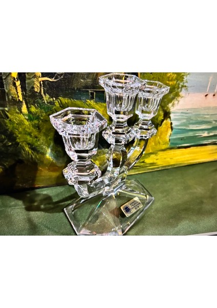 Alman Tritschler Kristal Şamdan 18,5 cm Boyunda 19,5 cm Elinde indirimleri