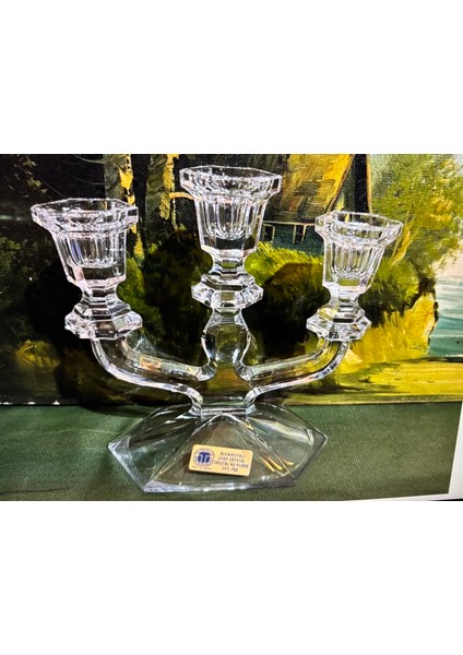 Alman Tritschler Kristal Şamdan 18,5 cm Boyunda 19,5 cm Elinde