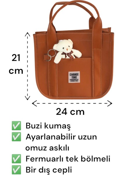Ayıcıklı Buzzy Kumaş Çapraz Askılı Çanta