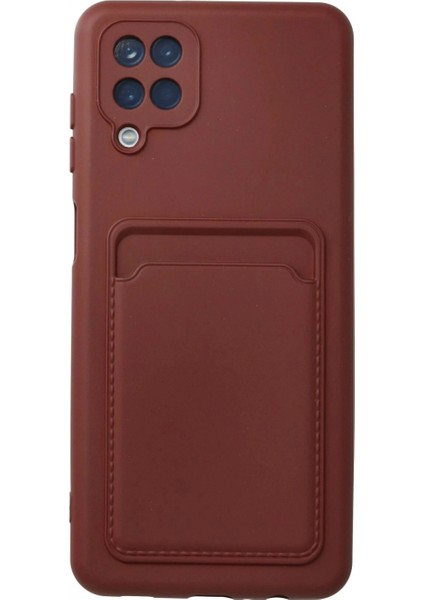 Samsung Galaxy A12 Kılıf Kelvin Kartvizitli Silikon - Bordo