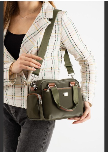 Haki Çok Bölmeli Kadın El ve Omuz Çantası, Şık ve Kullanışlı Tasarım fiyatları