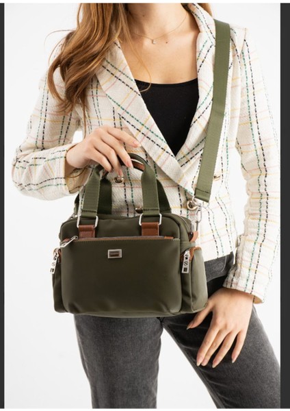 Haki Çok Bölmeli Kadın El ve Omuz Çantası, Şık ve Kullanışlı Tasarım modelleri