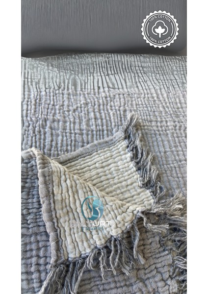 &100 Pamuk Müslin Battal Boy Antrasit Gri 260X230 - Antrasit Gri