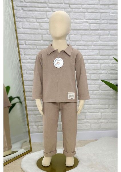 Yumuşak Dokulu Waffle Kumaş Günlük Erkek Çocuk Takımı