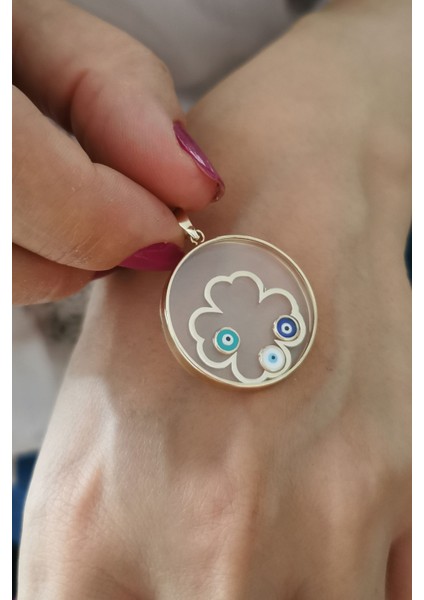 Altın Yonca Model Nazar Camlı Kolye Ucu fiyatları