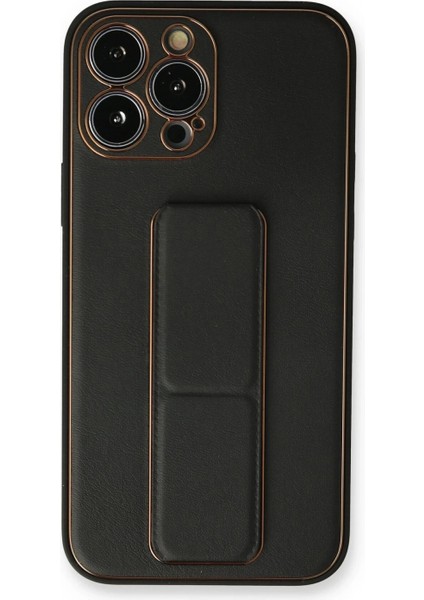 iPhone 14 Pro Kılıf Coco Deri Standlı Kapak - Siyah