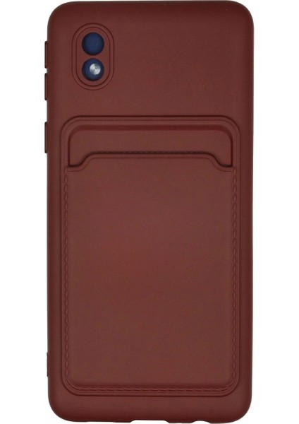 Samsung Galaxy A01 Core Kılıf Kelvin Kartvizitli Silikon - Bordo