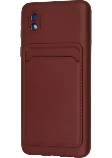 Samsung Galaxy A01 Core Kılıf Kelvin Kartvizitli Silikon - Bordo modelleri
