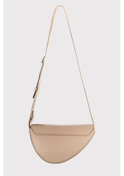 Geniş Iç Bölmeli, Kapaklı, Ayarlanabilir Askılı Kadın Bej Omuz Çantası