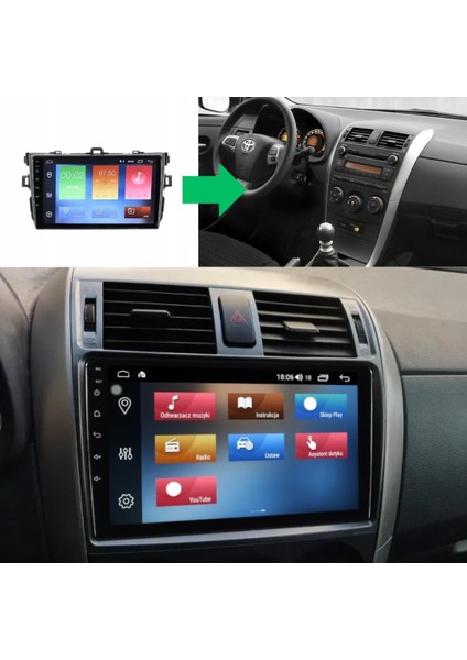 Toyota Corolla (Izgarasız Çerçeve) 2k Görüntü Kalitesi Android 15 Multimedya Sistemi 8+256 Myway (2007-2013)