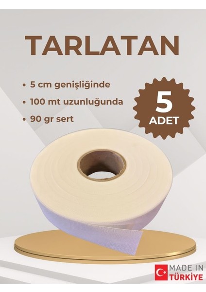 90 gr Sert Perde Tarlatanı 5 cm 100 mt ( 5'li Paket)
