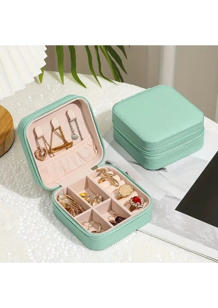 Beyaz Seyahat Takı Saklama Kutusu, Fermuarlı Organizatör, Yüzük, Kolye, Küpe Için Ideal fiyatları