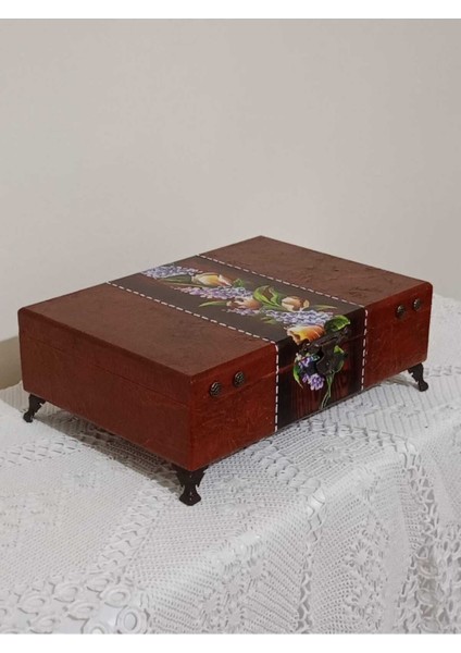Ahşap Deri Görünümlü Dekoratif Kutu, Takı ve Aksesuar Düzenleyici, 29X18,5X7,5 cm fiyatları