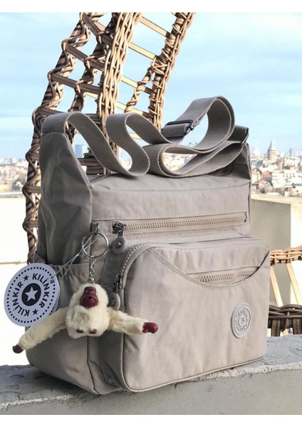 Suya Dayanıklı Siyah Krinkıl Omuz Çantası, Postacı ve Çapraz Kullanıma Uygun, Çok Cepli