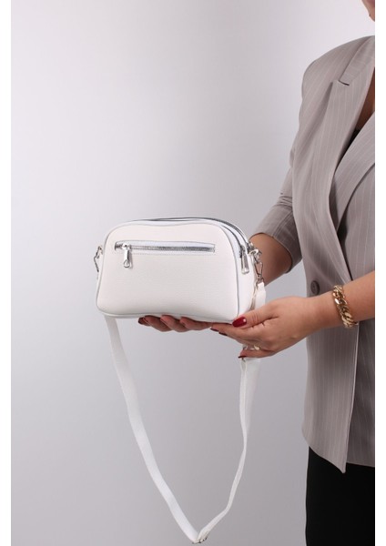 Yumuşak Deri Çok Bölmeli Orta Boy Kadın Çapraz Omuz Çanta Beyaz fırsatları